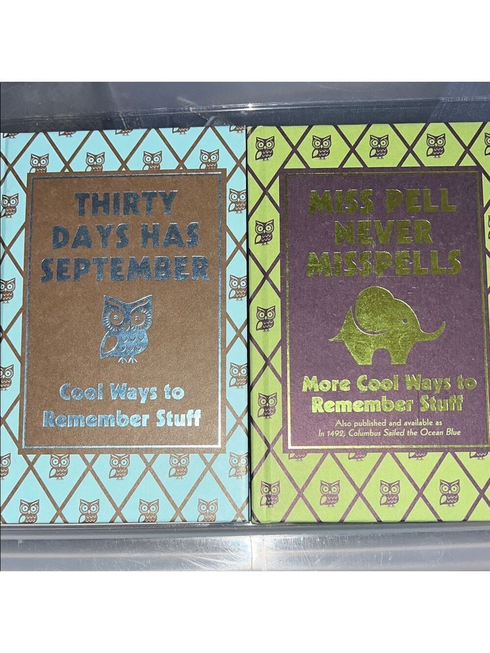 Scholastic Owl and Elephant Memory Books - Blue and Green